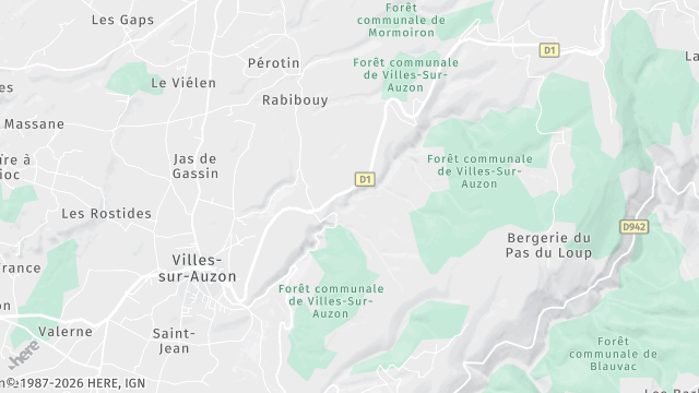 Carte de la zone d'intervention à Villes-sur-Auzon