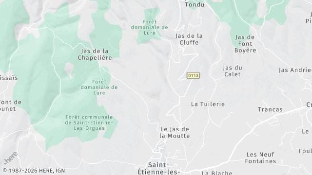Carte de la zone d'intervention à Saint-Étienne-les-Orgues