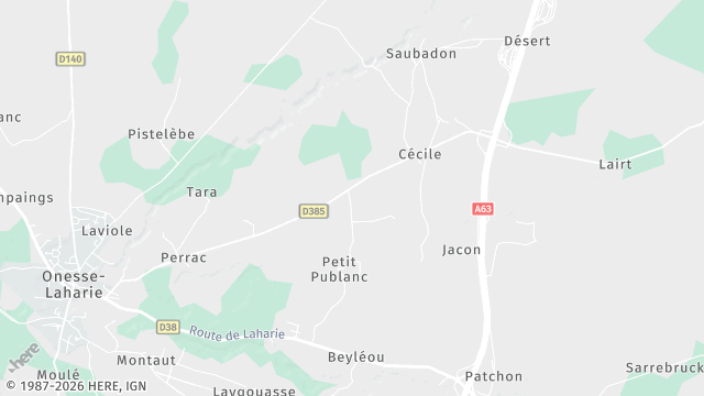 Carte de la zone d'intervention à Onesse-Laharie