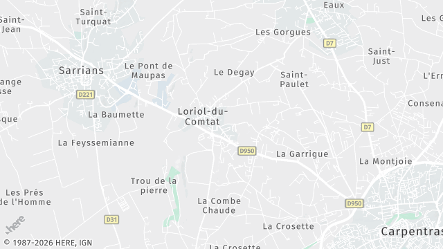 Carte de la zone d'intervention à Loriol-du-Comtat