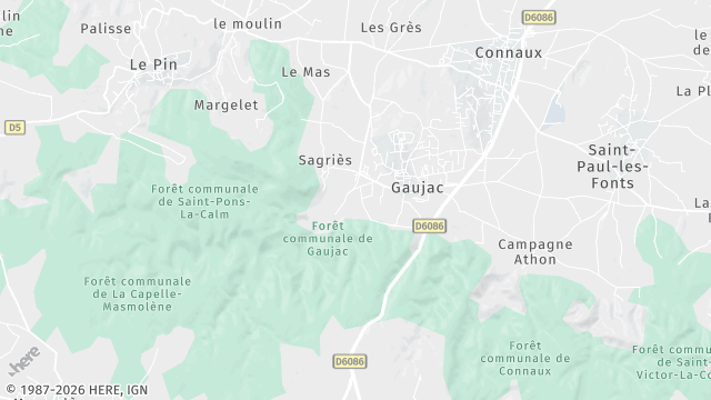 Carte de la zone d'intervention à Gaujac