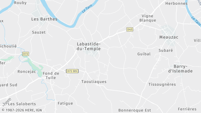 Carte de la zone d'intervention à Labastide-du-Temple