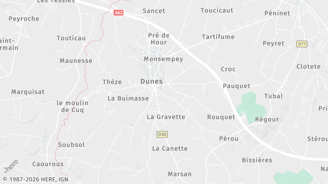 Carte de la zone d'intervention à Dunes