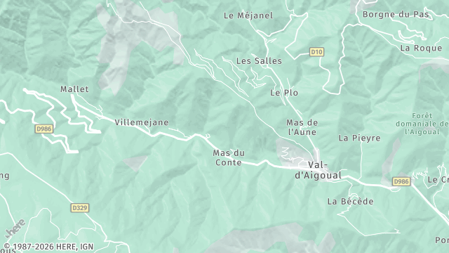 Carte de la zone d'intervention à Val-d'Aigoual