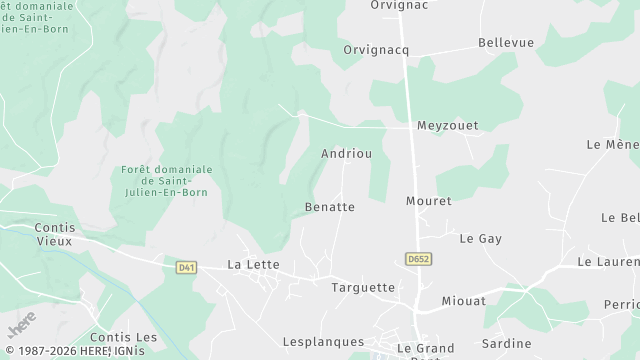 Carte de la zone d'intervention à Saint-Julien-en-Born
