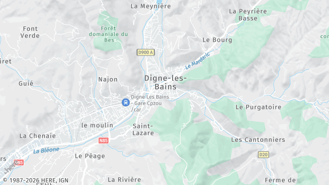 Carte de la zone d'intervention à Digne-les-Bains