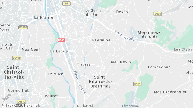 Carte de la zone d'intervention à Saint-Hilaire-de-Brethmas