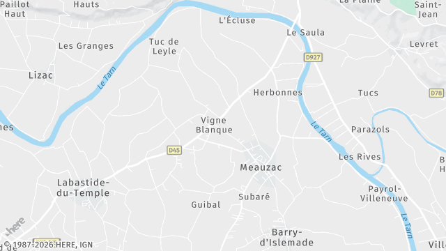 Carte de la zone d'intervention à Meauzac