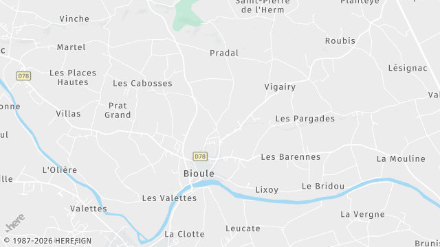 Carte de la zone d'intervention à Bioule