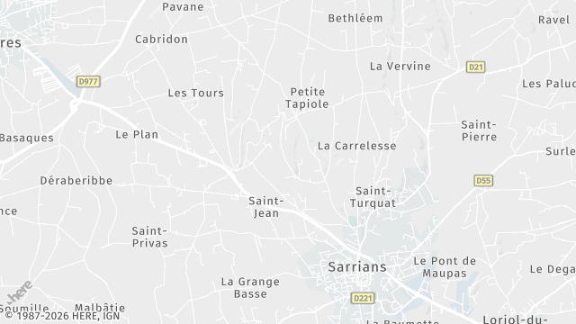 Carte de la zone d'intervention à Sarrians