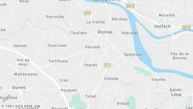 Carte de la zone d'intervention à Donzac
