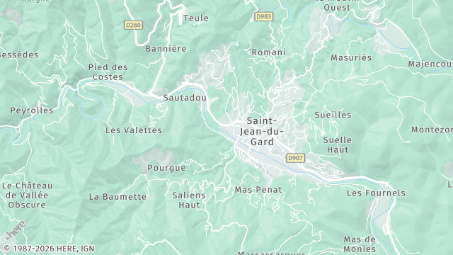 Carte de la zone d'intervention à Saint-Jean-du-Gard