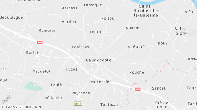 Carte de la zone d'intervention à Caudecoste
