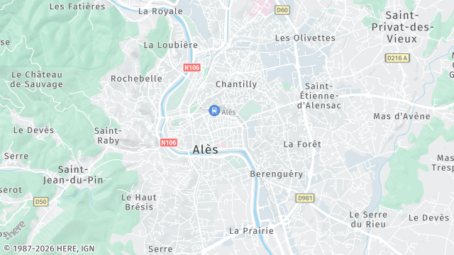 Carte de la zone d'intervention à Alès