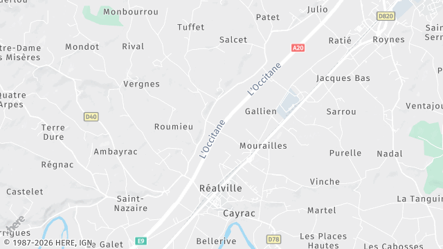 Carte de la zone d'intervention à Réalville