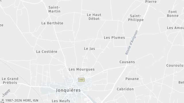 Carte de la zone d'intervention à Jonquières
