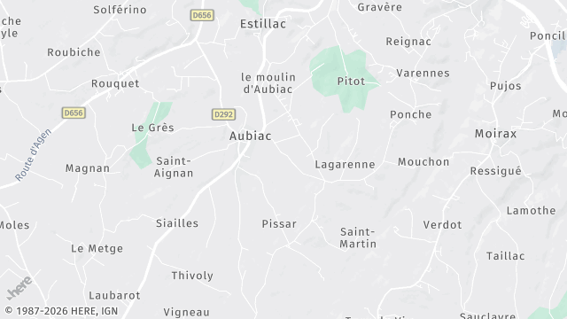 Carte de la zone d'intervention à Aubiac