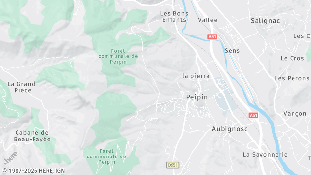 Carte de la zone d'intervention à Peipin