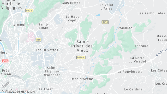 Carte de la zone d'intervention à Saint-Privat-des-Vieux