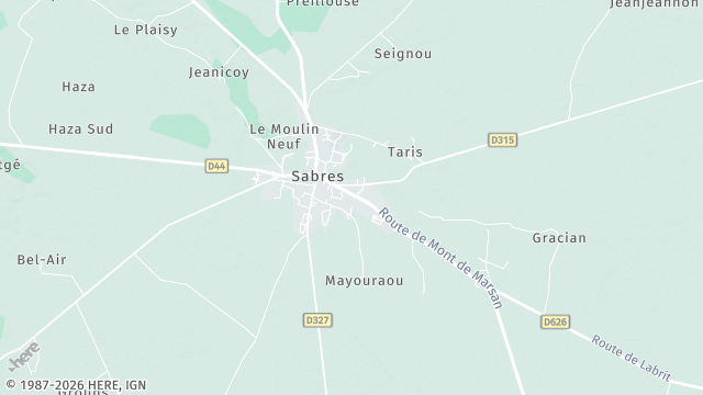 Carte de la zone d'intervention à Sabres