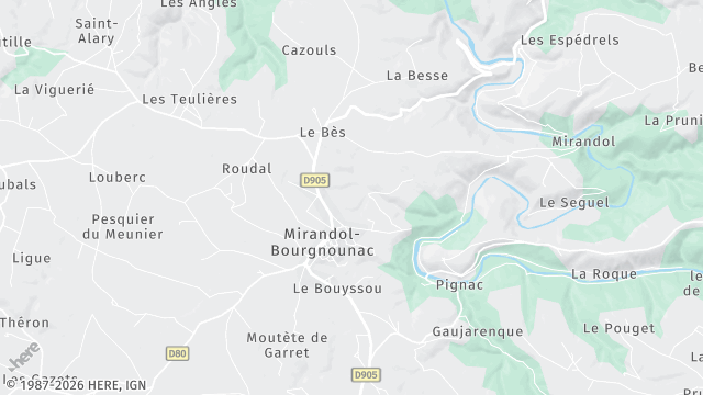 Carte de la zone d'intervention à Mirandol-Bourgnounac
