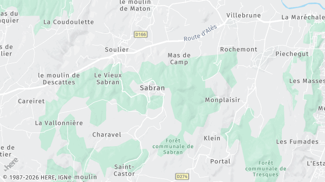 Carte de la zone d'intervention à Sabran