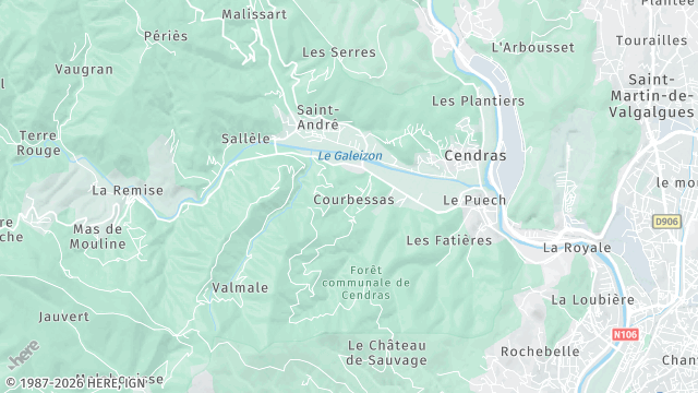 Carte de la zone d'intervention à Cendras