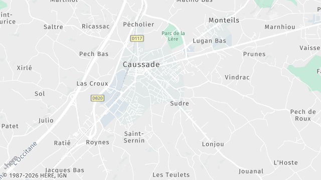 Carte de la zone d'intervention à Caussade