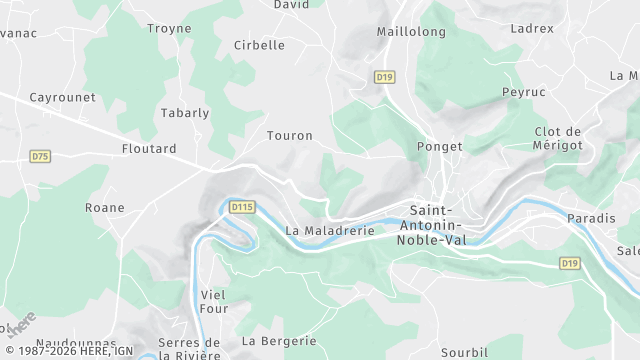 Carte de la zone d'intervention à Saint-Antonin-Noble-Val