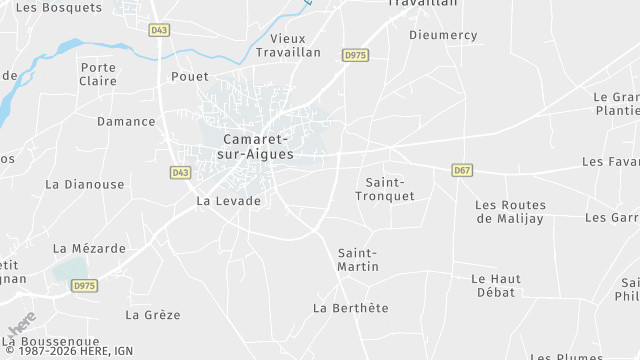 Carte de la zone d'intervention à Camaret-sur-Aigues