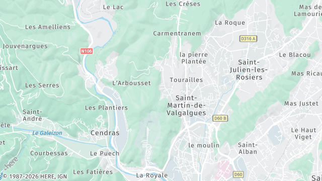 Carte de la zone d'intervention à Saint-Martin-de-Valgalgues