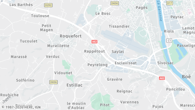 Carte de la zone d'intervention à Estillac