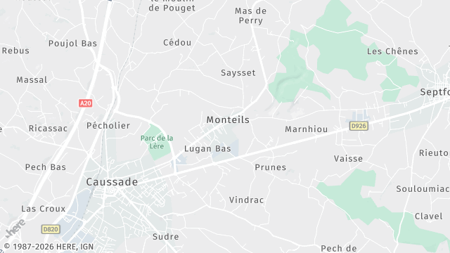 Carte de la zone d'intervention à Monteils