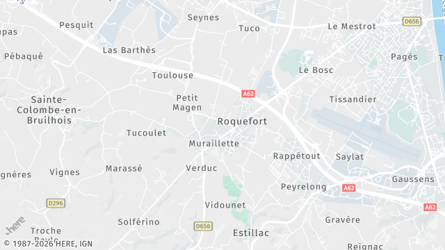 Carte de la zone d'intervention à Roquefort