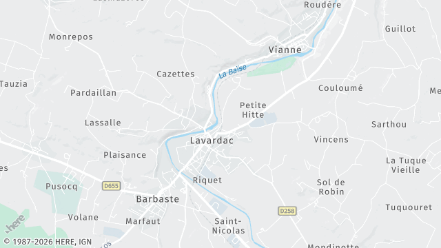 Carte de la zone d'intervention à Lavardac