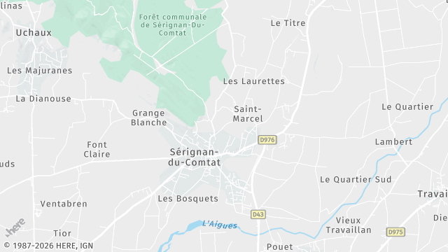 Carte de la zone d'intervention à Sérignan-du-Comtat