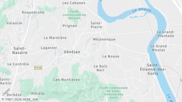 Carte de la zone d'intervention à Vénéjan