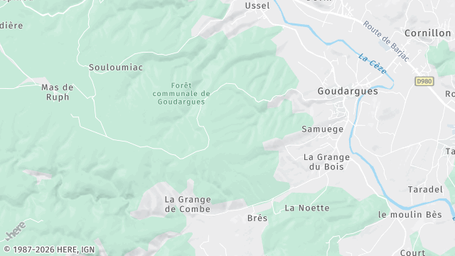 Carte de la zone d'intervention à Goudargues
