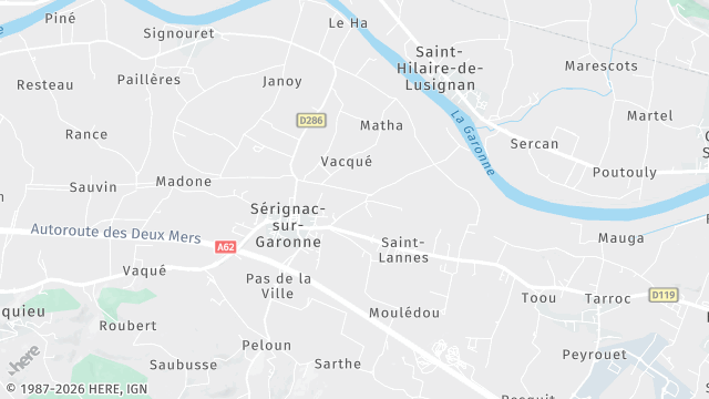 Carte de la zone d'intervention à Sérignac-sur-Garonne