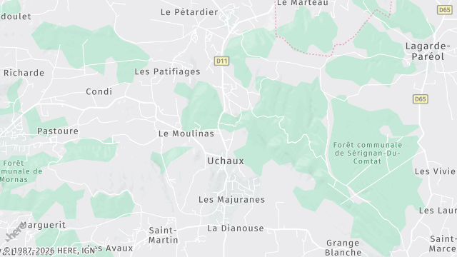 Carte de la zone d'intervention à Uchaux