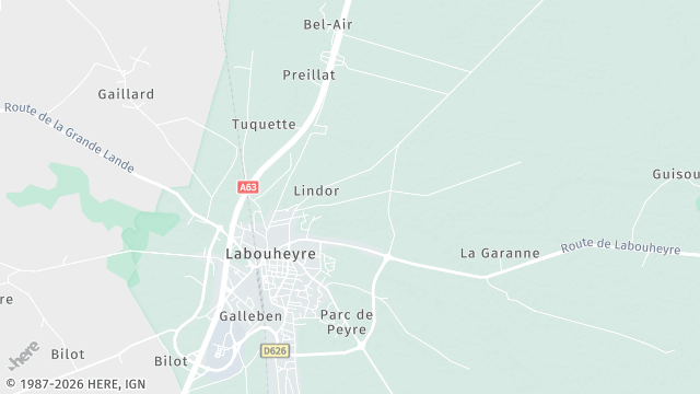Carte de la zone d'intervention à Labouheyre