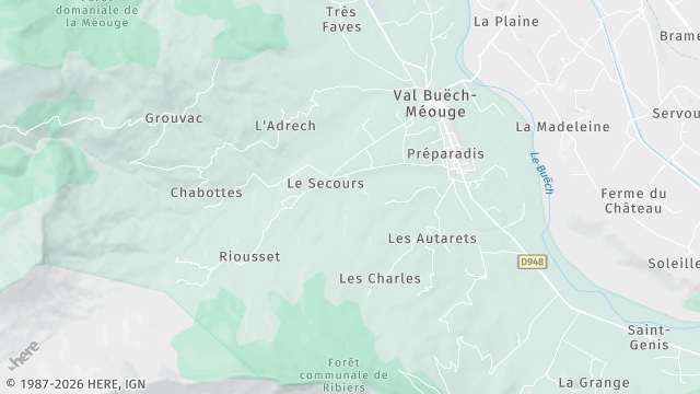 Carte de la zone d'intervention à Val Buëch-Méouge