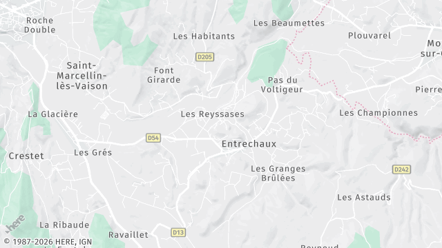 Carte de la zone d'intervention à Entrechaux