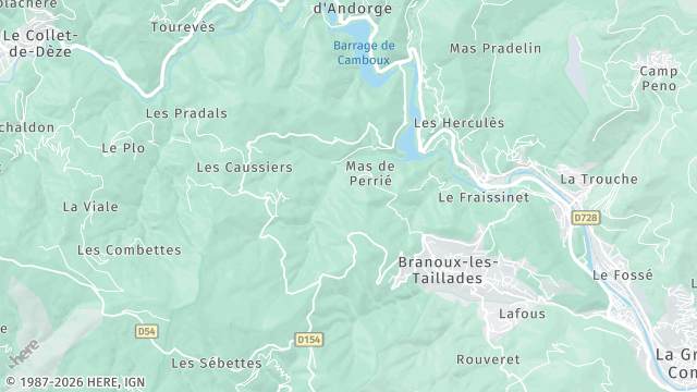 Carte de la zone d'intervention à Branoux-les-Taillades