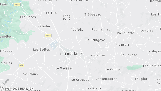 Carte de la zone d'intervention à La Fouillade