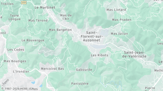 Carte de la zone d'intervention à Saint-Florent-sur-Auzonnet