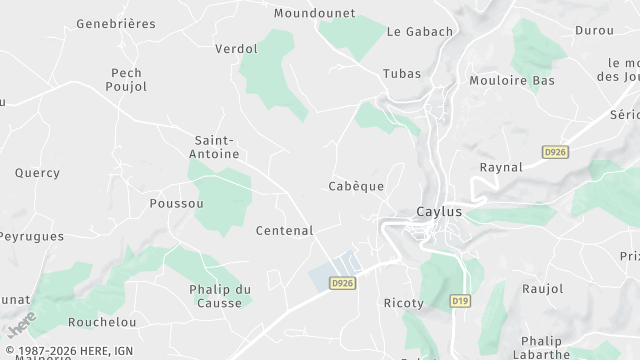 Carte de la zone d'intervention à Caylus