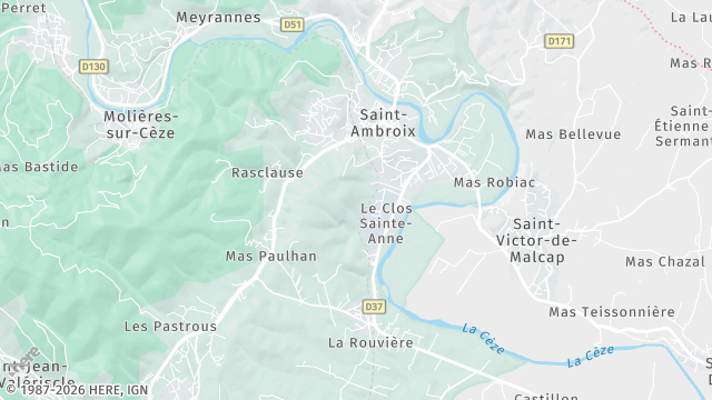 Carte de la zone d'intervention à Saint-Ambroix