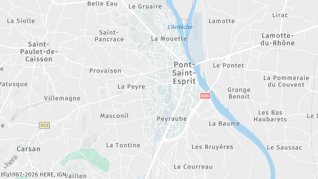 Carte de la zone d'intervention à Pont-Saint-Esprit