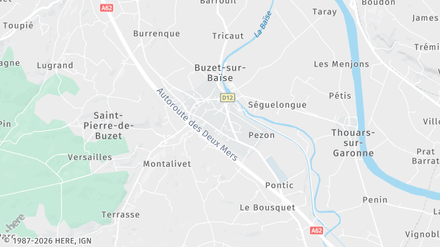 Carte de la zone d'intervention à Buzet-sur-Baïse